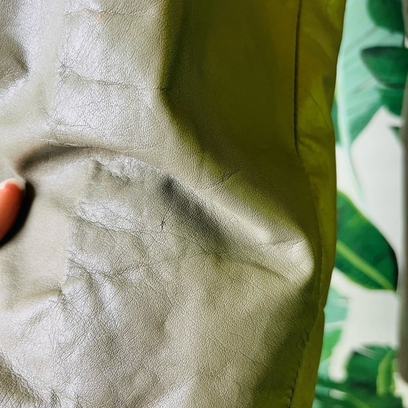 Vintage Olive Green Leather Pants Small High Rise - Picture 5 of 10